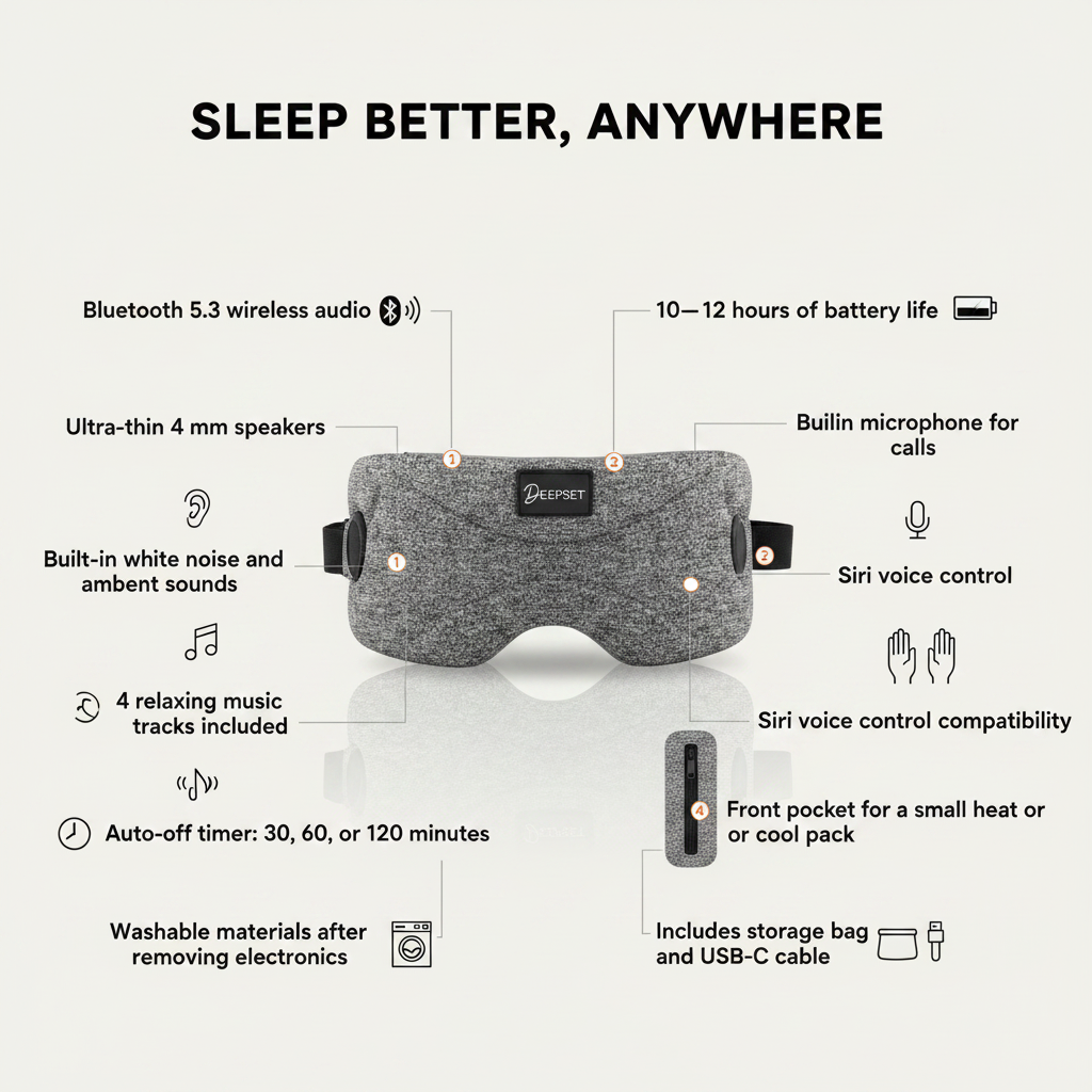 Deluxe Sleep Headphones (Black)- Bluetooth Sleep Mask